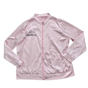 Pink Ladies Grease Costume Jacket Womens‎ XL Satin Bomber 50s Retro Zip Up